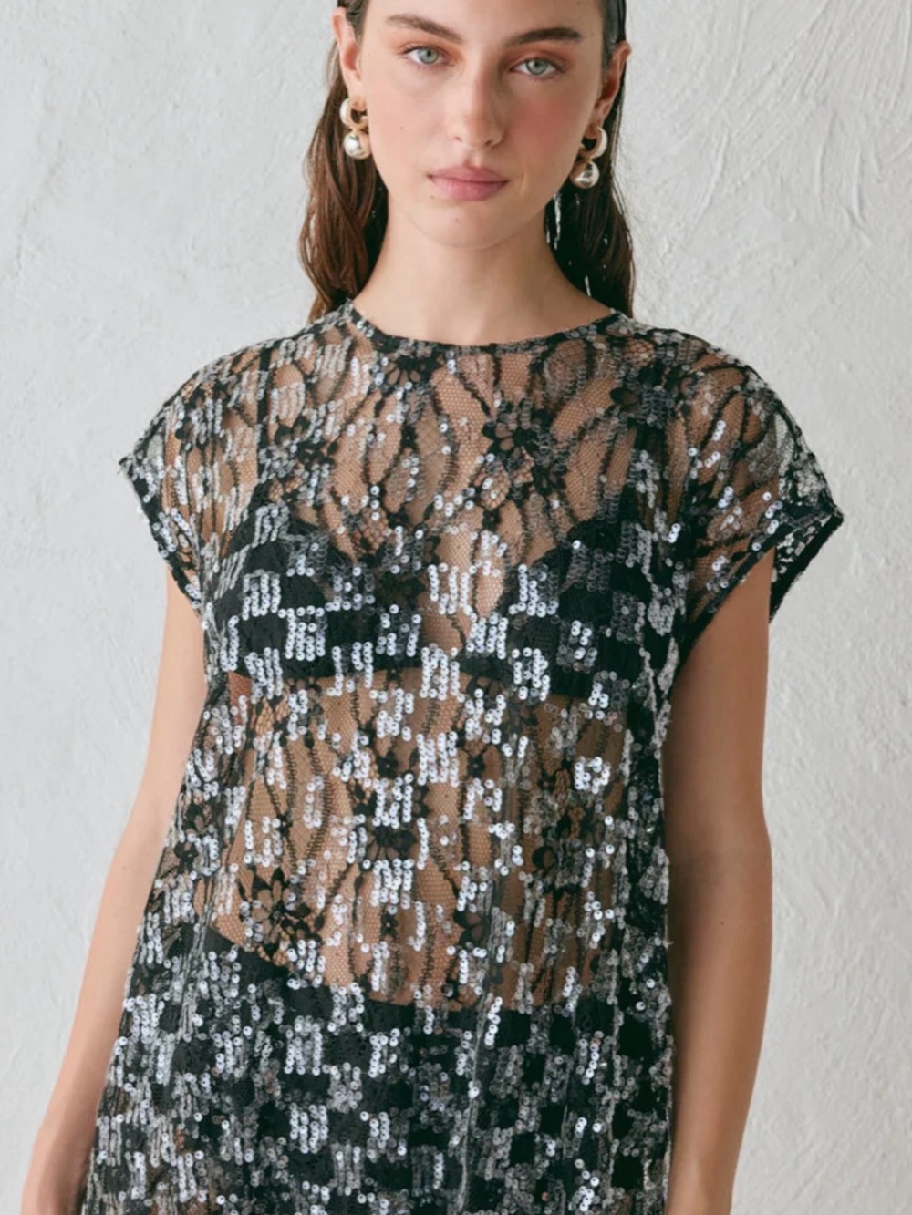 Devyn Sequin Top Black